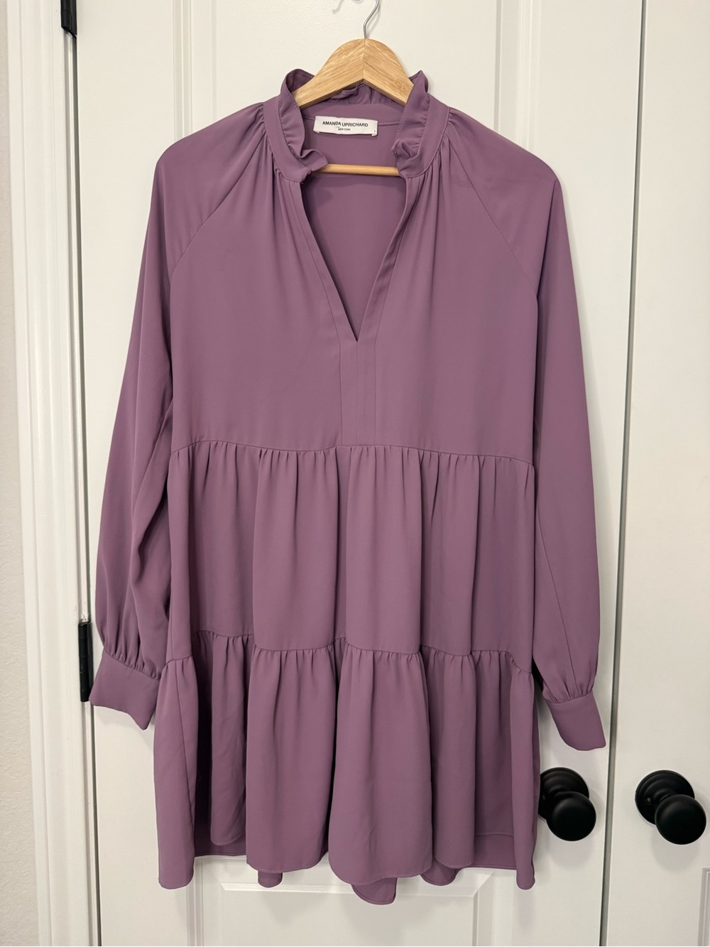 Amanda Uprichard Babydoll Dress with Long-Sleeves- Small